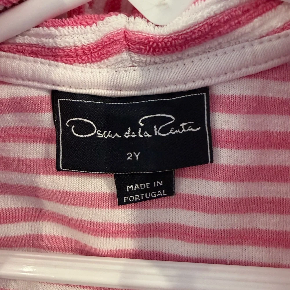 Like New Oscar de la Renta Girls Cabana Pink Stripe Cover Up Terry Cloth Size 2